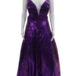 Clarrise Purple Sequin, Lace Up, Evening Gown